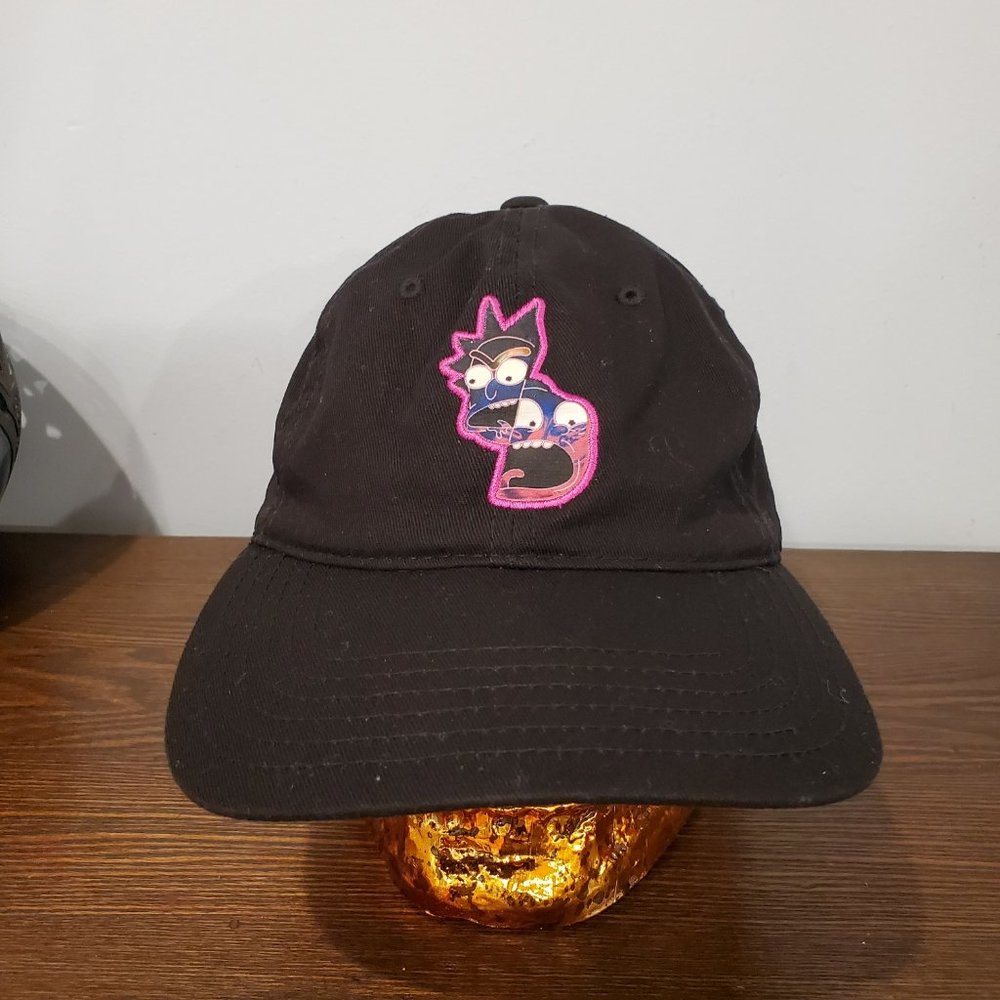 Rick and Morty Baseball Cap Pink Logo Adult Swim Adjustable Black Hat